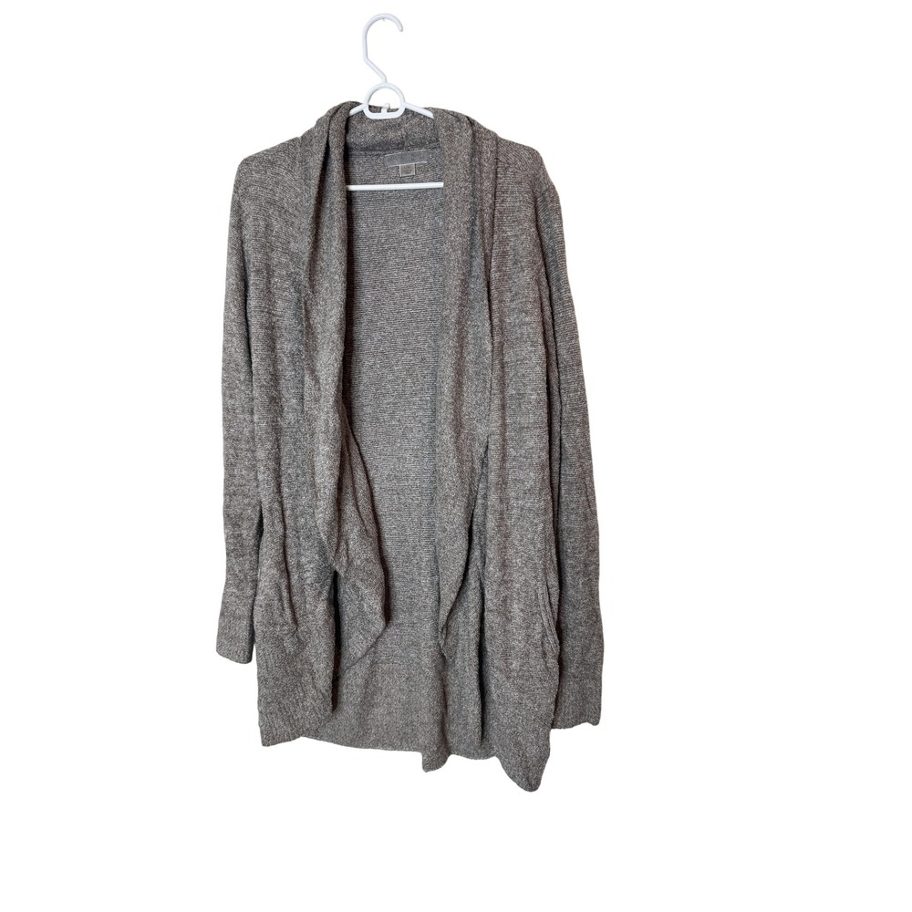 Barefoot Dreams Sweater Womens L/XL Gray Cozychic Lite Open‎ Cardigan Pockets